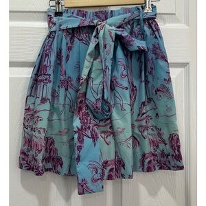 STAUD Women’s Paperbag Shorts Size 2 High Waist Blue Purple Nylon Tie Waist